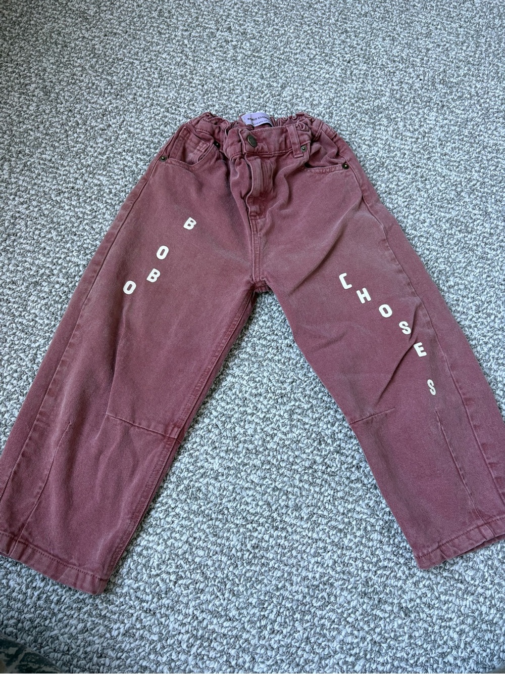 Bobo Choses Wine-Red Kids Jeans with White Lettering
